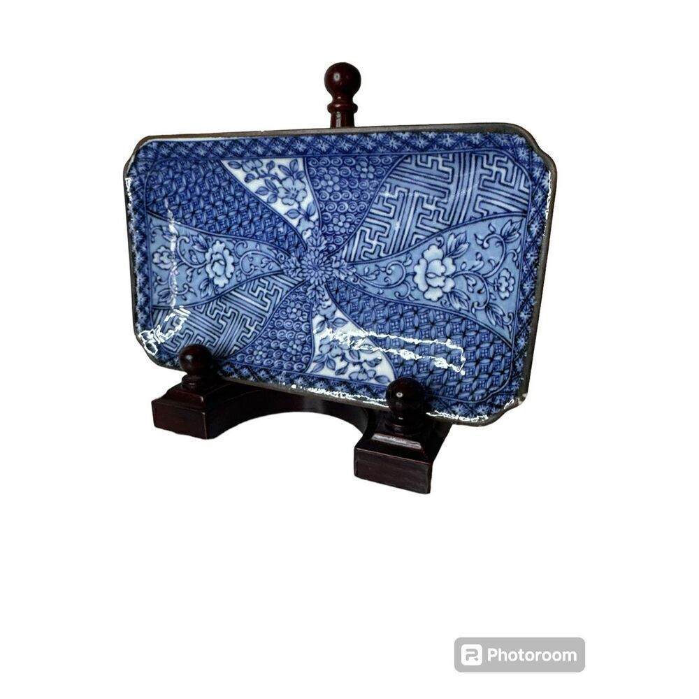 Vintage Blue and White Japanese Rectangular Plate Good condition